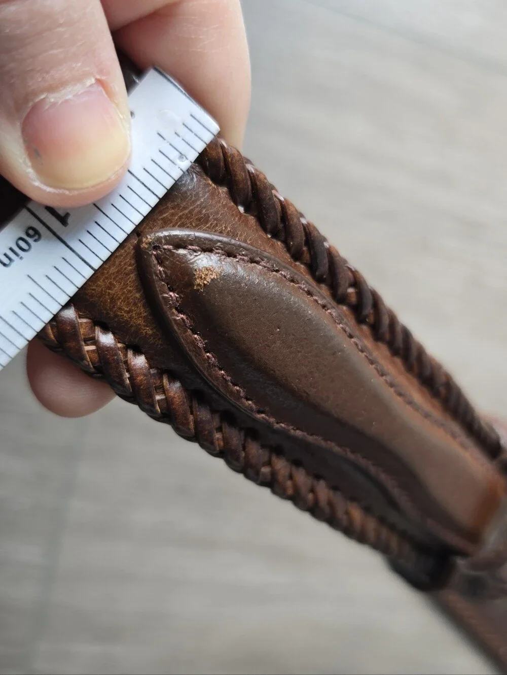 Wrangler Western Belt Mens 40 Brown Genuine Leather Braided Rope Silver Buckle